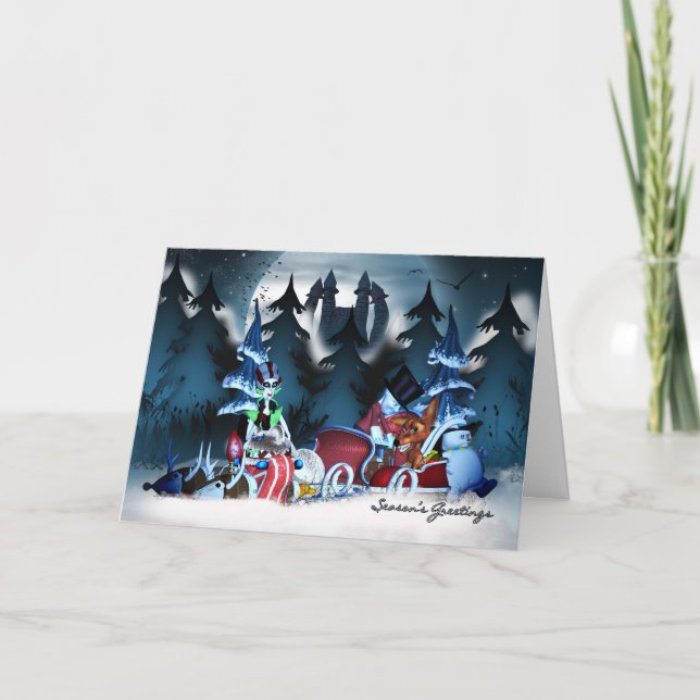 Festividades A Visita Familiar, Cartão de Natal Gótico (Frente)