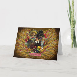 Festividades Acção de graças feliz! Cartão do estilo do vintage