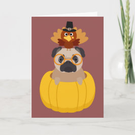 Festividades Acção de graças Turquia & cartão do Pug