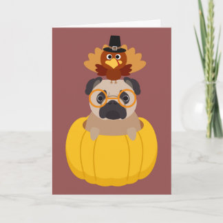 Festividades Acção de graças Turquia & cartão do Pug