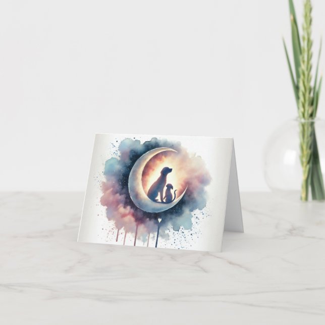 Festividades Adeus Lua - Cartão de condolências de Perda de Pet (Frente)