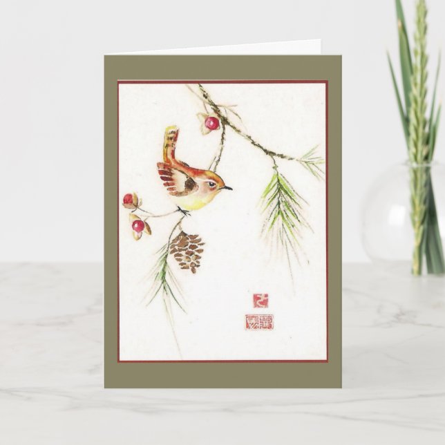 Festividades Agridoce--Carriça de Carolina. Cartão do feriado (Frente)