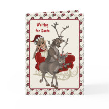 Aguardando Papais noeis Cartão de Natal