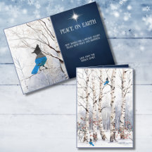 Álamos de Inverno com Cartão de Natal de Gaio-Azul