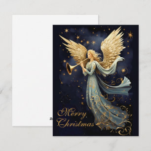 Festividades Alegria Celestial no Cartão de Natal do Anjo Azul