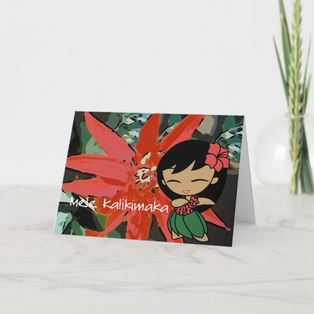 Festividades Aloha cartão de Natal tropical vermelho da flor (Frente)