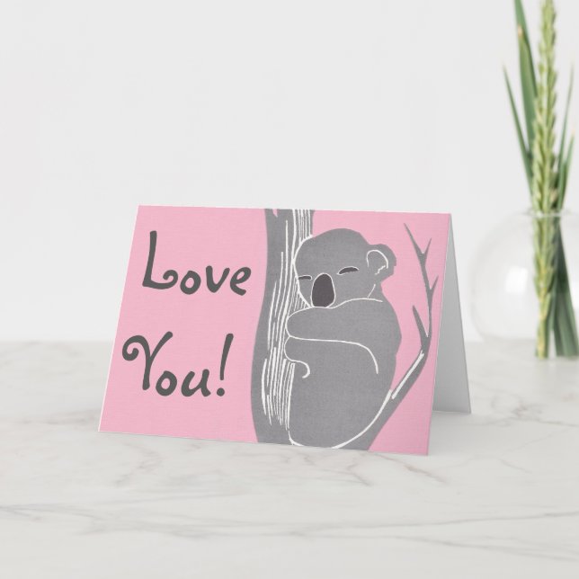 Festividades Amo-Te! Cartão de Saudação Rosa Koala Dormindo (Frente)