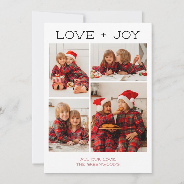 Festividades Amor + Joy 4 Cartão de Natal Fotográfico (Frente)