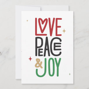 Festividades Amor, Paz e Joy   Cartão de férias branco