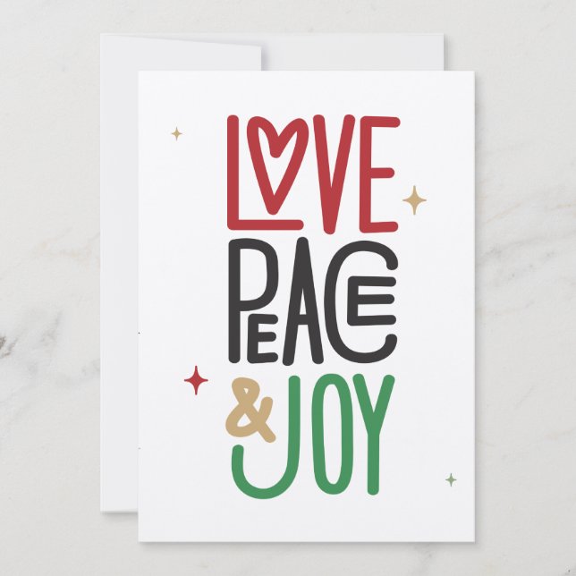 Festividades Amor, Paz e Joy | Cartão de férias Kraft (Frente)