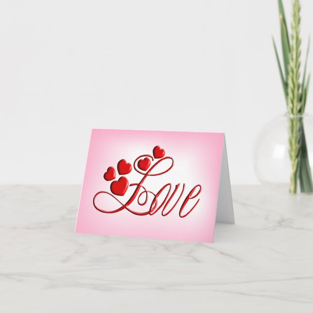 Festividades Amor - Script Elegante com Corações - Cartão de Va (Frente)