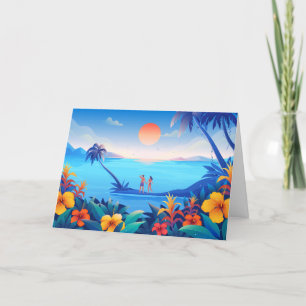 Festividades Amor tropical - Cartão sunset de férias romântico