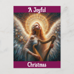 Festividades Angel com cartão postal de Natal Harp