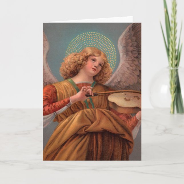 Festividades Angel com um cartão de saudação violino (Frente)