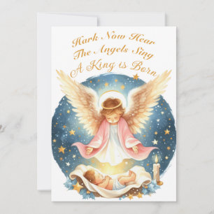 Festividades Angel olhando para o cartão de férias plano Baby J