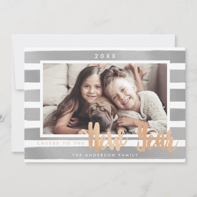 Festividades Animação de Ano Novo - cartão com fotos (Frente)