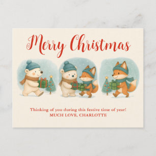 Festividades Animais Aconchegantes de Natal  Cartão Postal de F