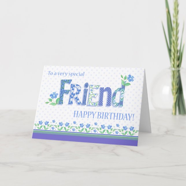 Festividades Aniversário do Amigo com Cartão de Flores Periwink (Frente)