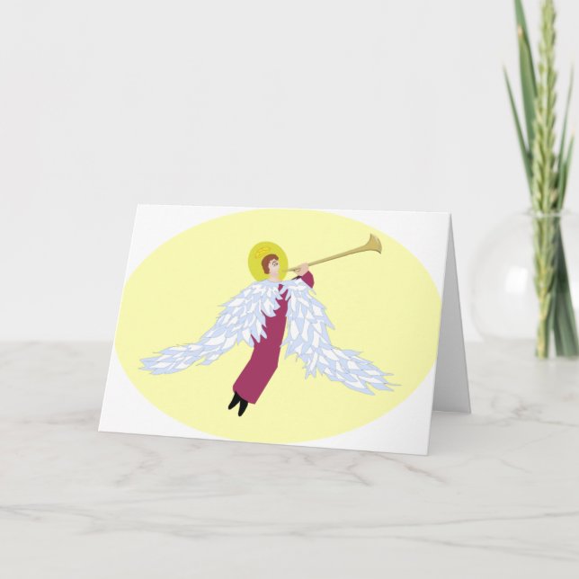 Festividades Anjo com Cartão de Natal de Trompete (Frente)