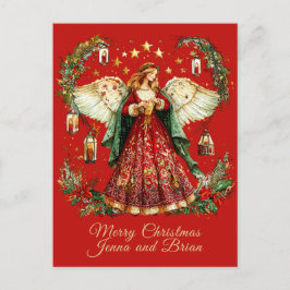 Festividades Anjo de Natal cartão postal de Natal personalizado