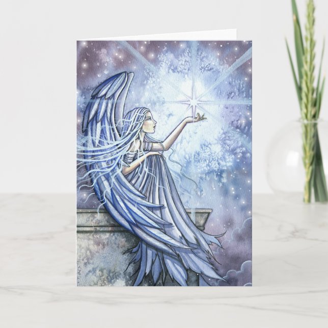 Festividades Anjo e Estrela de Cartão de Natal (Frente)