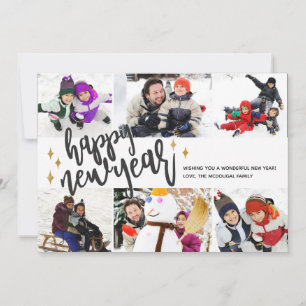 Festividades Ano Novo Deslocado Cartão com fotos de Ano Novo