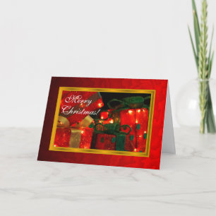 Festividades Apresenta Cartão de Natal Metálico Vermelho