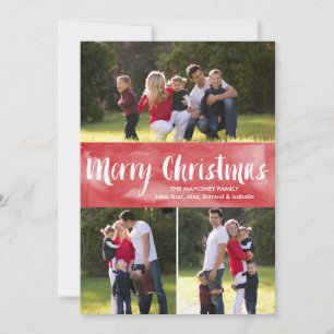 Festividades Aquarela Feliz Natal   Cartão com fotos de féria