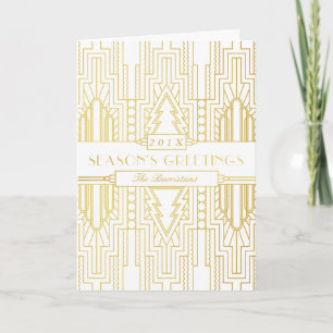 Festividades Art Deco Dourado Leaf Seasons Saudações Cartão de 