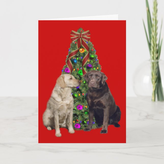Festividades Árvore de cartão de Natal do Labrador Retriever (Frente)