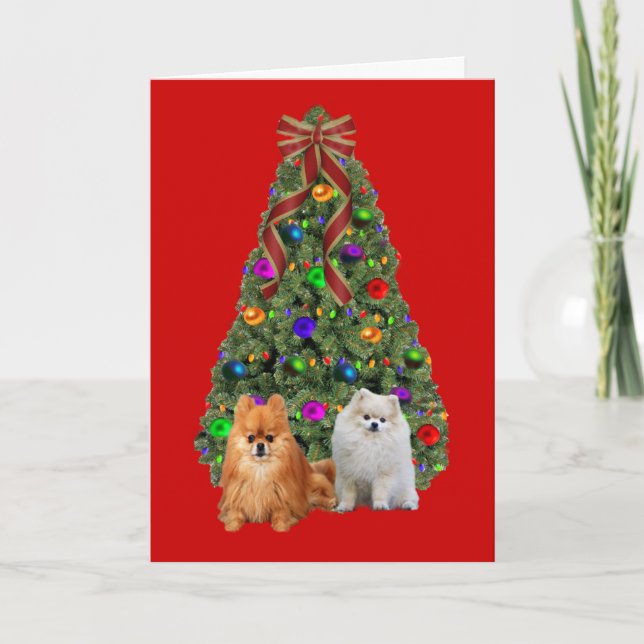 Festividades Árvore de Cartão de Natal Pomerano (Frente)