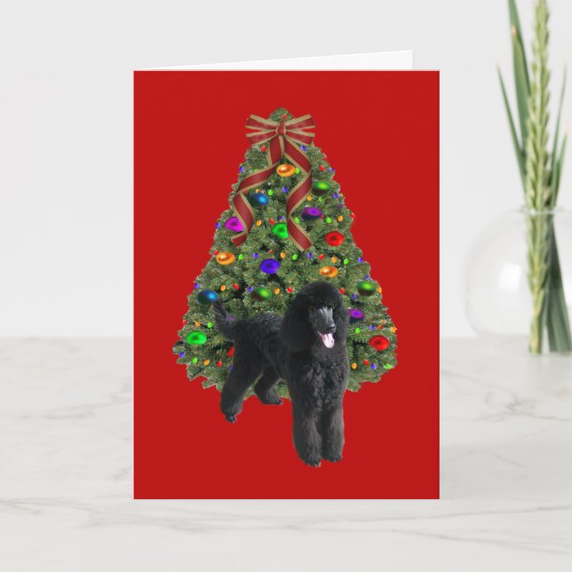 Festividades Árvore de Cartão de Natal Poodle (Frente)
