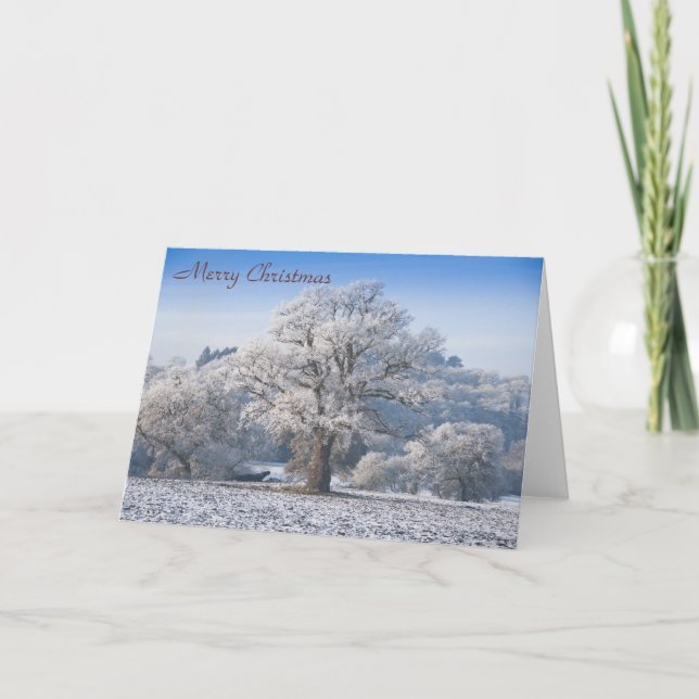 Festividades Árvore de carvalho no Cartão de Natal de Frost (Frente)