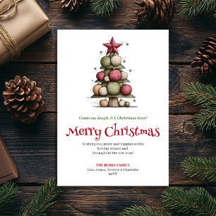 Festividades Árvore de Natal Caprichosa e Alegre Cartão Minimal