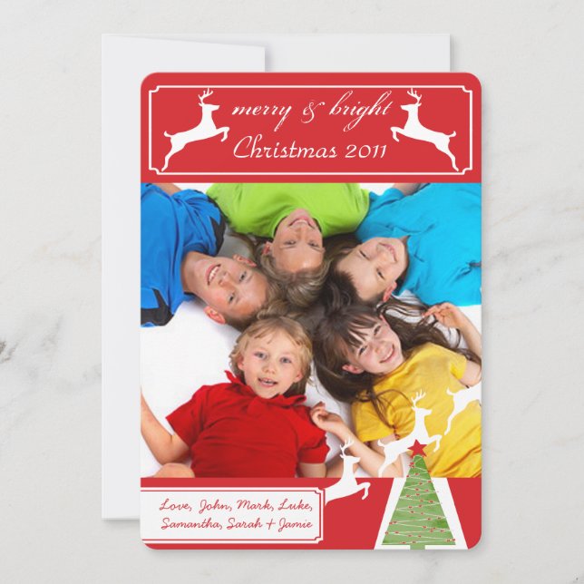 Festividades Árvore de Natal da Reindeer Seu Cartão de Natal Fo (Frente)