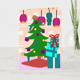 Festividades Árvore de Natal e cartão Funky do presente
