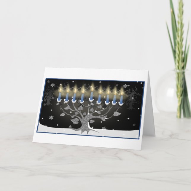 Festividades Árvore do cartão de Hanukkah Menorah da vida (Frente)