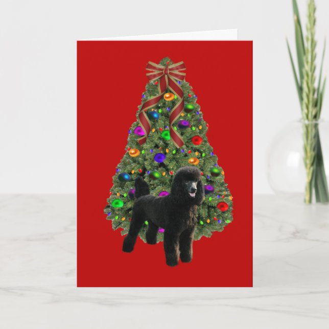 Festividades Árvore do cartão de Natal da caniche (Frente)