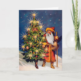 Festividades Árvore viva vitoriana e cartão de Natal de Papais