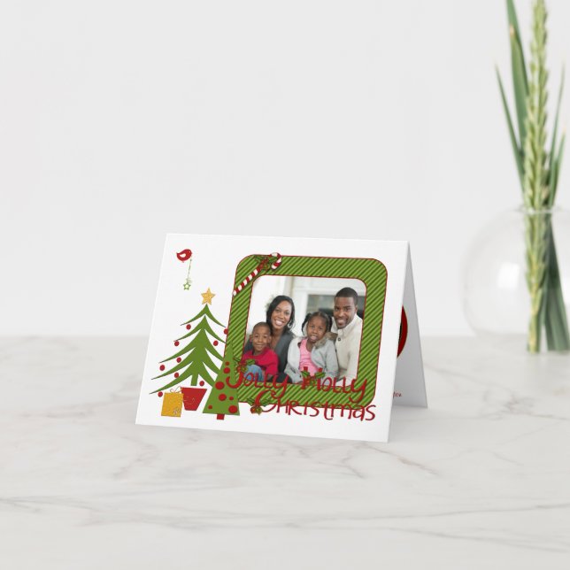 Festividades Árvores de Natal Whimsy, Pássaro, Cartão com fotos (Frente)