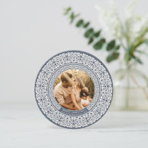 Azul redondo + Cartão com fotos de férias branco i