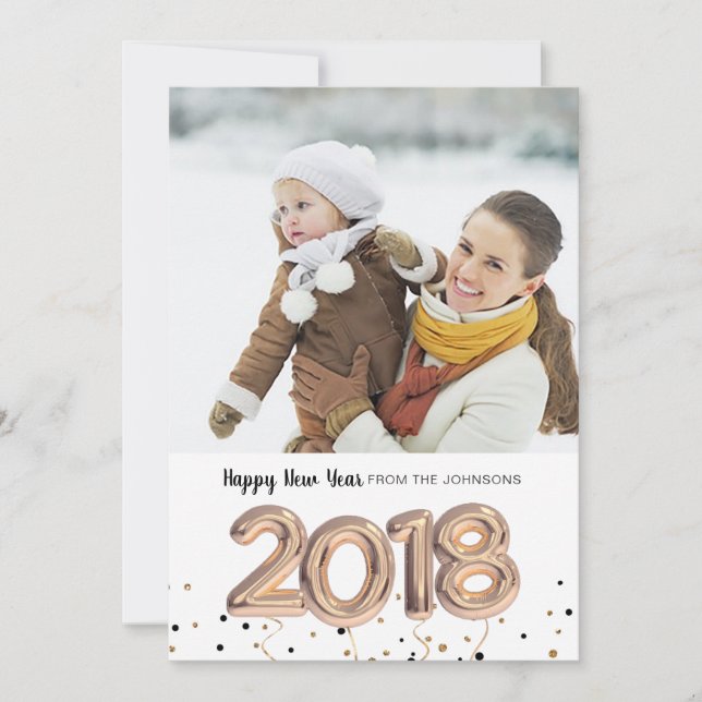 Festividades Balão 2018 | Feliz ano novo de férias | CARTÃO COM (Frente)