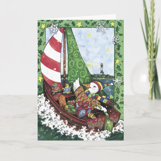 Festividades Barco-vela de Pato Sortudo, Cartão de Natal (Frente)