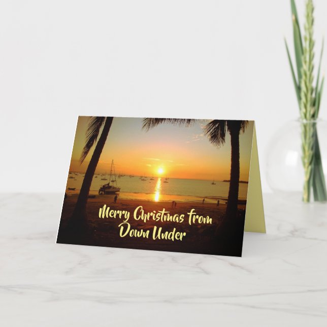 Festividades Barcos à vela em Cartão de Natal Sunset de Baixo (Frente)