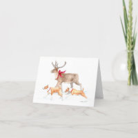 Basenji & Reindeer Tocar Cartão de Natal