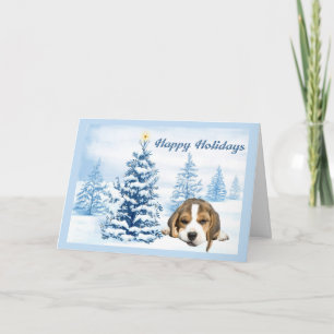 Festividades Beagle Christmas Snowy Tree - Cartão de Saudação
