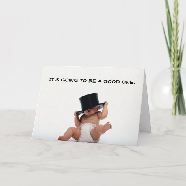 Festividades Bebê Ano Novo com Cartão de Saudação Top Hat (Frente)