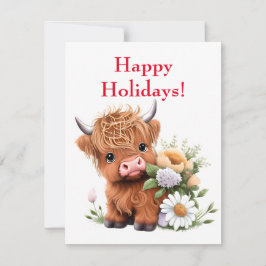 Festividades Bebê Highland Vaca com Cartão de Férias Daisies