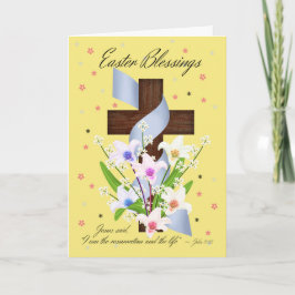 Festividades Bênçãos da páscoa - cruz e flores - cartão de