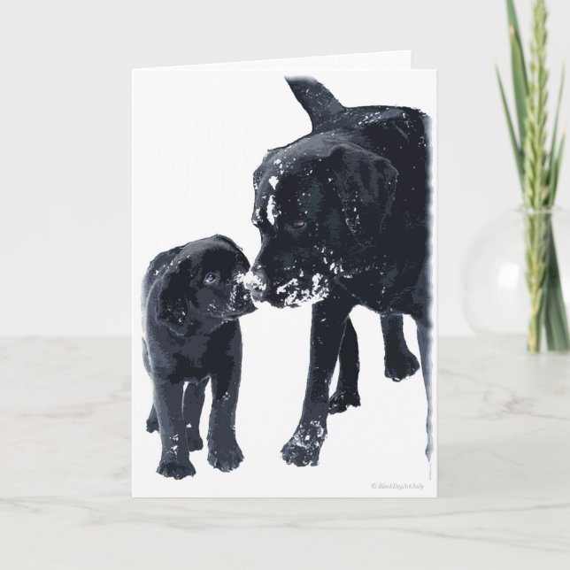 Festividades Black Labrador Love - Cartão de Natal (Frente)